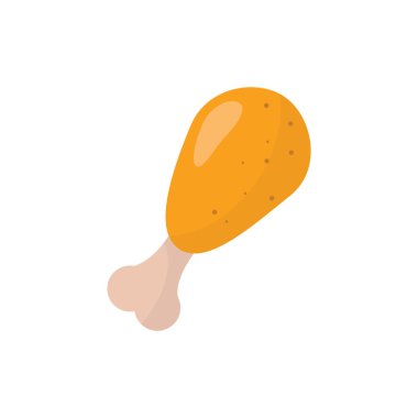 Kızarmış tavuk budu düz vektör logo simgesi clipart