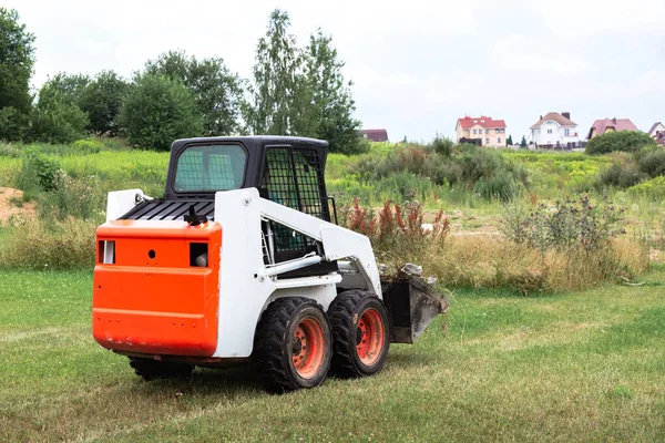 Carregador Skid Steer Limpa Local Para Construção Trabalho Terra Pela — Fotografia de Stock