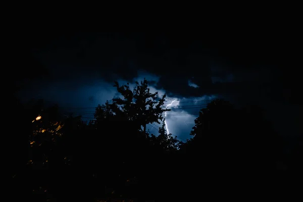 Multiple Lightening Bolts Flash Dark Dramatic Sky Terrible Destructive Natural — Stock Photo, Image