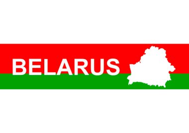 Belarus kelimesi Belarus bayrağında ülke sınırlarını çiziyor. Beyaz, kırmızı, yeşil, beyaz. Beyaz Rusyalıların barışçıl bir protesto sembolü. Arkaplan.