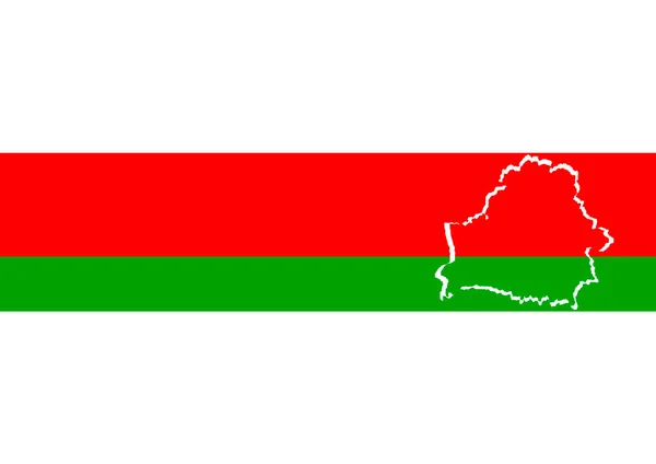 Belarus Bayrağı Ülke Sınırları Haritası Çizili Beyaz Kırmızı Yeşil Beyaz — Stok fotoğraf