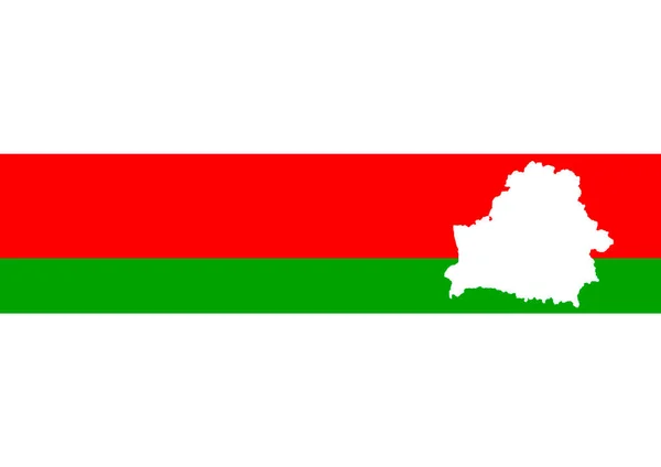 The Belarusian flag with outline map country borders. It is white red green white. A symbol of peaceful protest of Belarusians. Background.