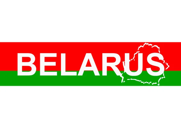 Palavra Bielorrússia Bandeira Belarusian Com Delinear Fronteiras País Mapa Branco — Fotografia de Stock