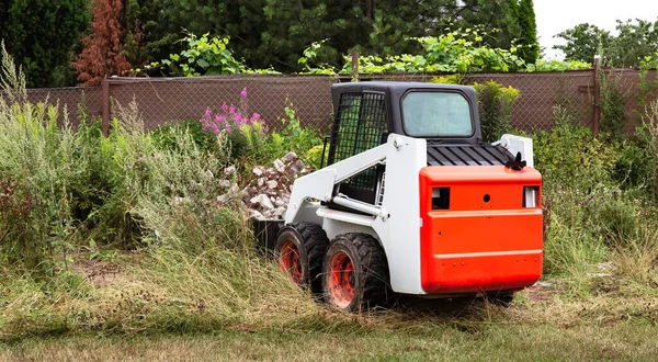 Carregador Skid Steer Limpa Local Para Construção Trabalho Terra Pela — Fotografia de Stock