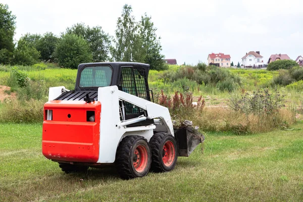 Carregador Skid Steer Limpa Local Para Construção Trabalho Terra Pela — Fotografia de Stock