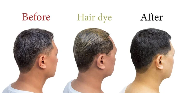 Before and After using cleaners for hair dye. — Stock Photo, Image