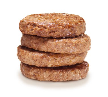 Beyaz arka planda, kızarmış hamburger sığır Patty kızarmış hamburger köftesi