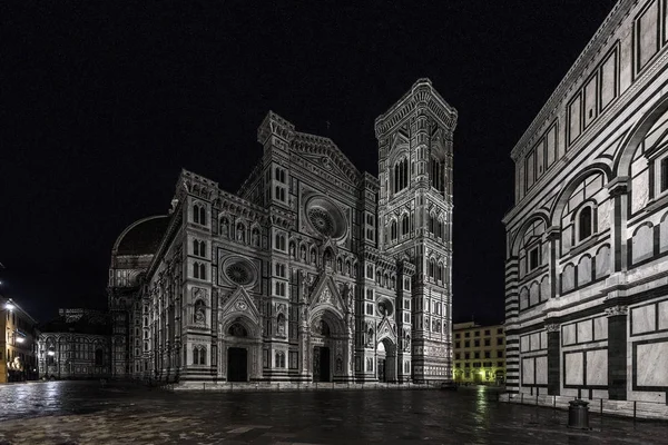 Vue Nuit Cathédrale Duomo Firenze Nuit Avec Baptistère Saint Jean — Photo