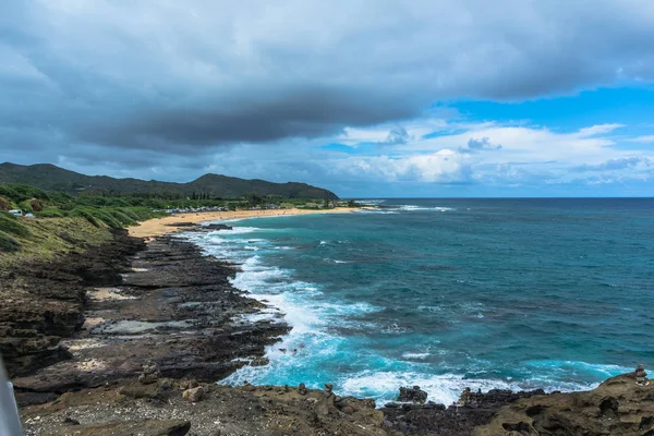 Costa Rochosa Praia Areia Longo Halona Oahu Havaí — Fotografia de Stock