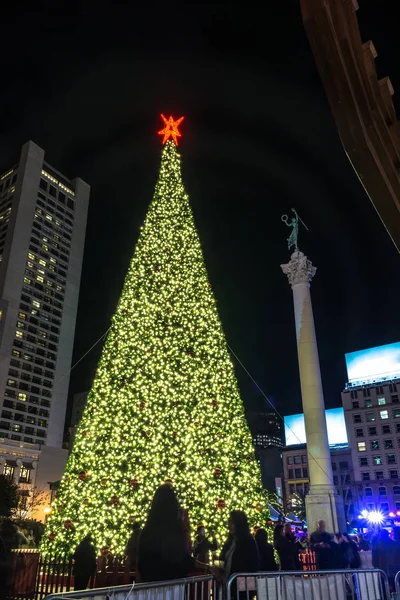 San Francisco California Usa December 2017 Night View Christmas Tree — Stock Photo, Image
