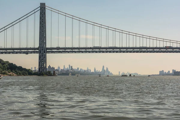 Manhattan,New York City,USA - June 30, 2018 : View of the George Washington Bridge from the Hudson River