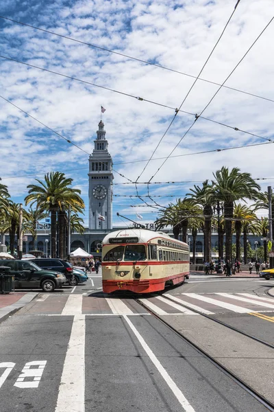 San Francisco California Abd Temmuz 2017 Bej Rengi Turuncu Tramvay — Stok fotoğraf