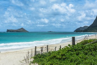 Tavşan Adası görünümü plaja Oahu, Hawaii