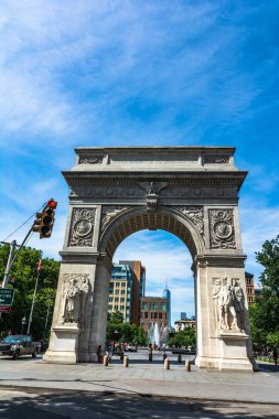 Manhattan, New York City, Amerika Birleşik Devletleri - 29 Haziran 2018: Washington Square Arch Washington Square Park