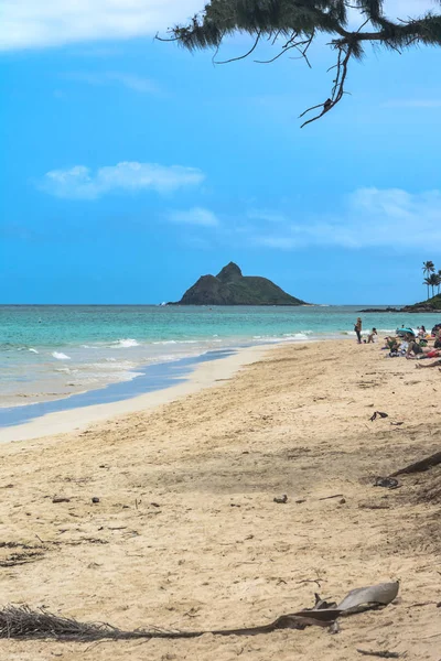 Vista Isla Mokulua Desde Playa Lanikai Oahu Hawaii —  Fotos de Stock