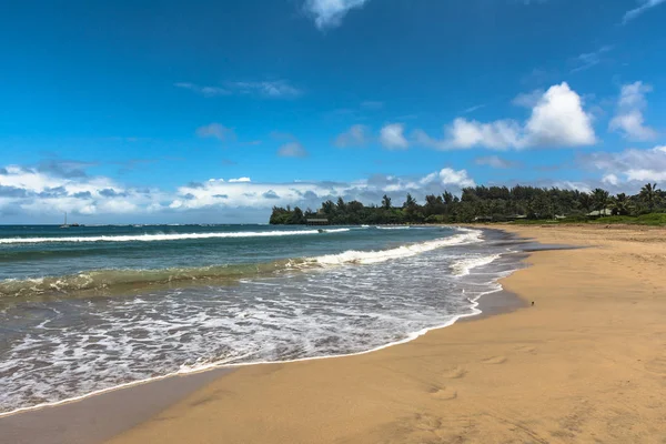 Praia Areia Hanalei Bay Kauai Hawaii — Fotografia de Stock