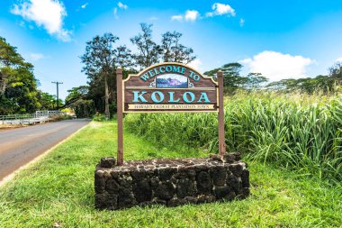 Koloa, Kauai, Hawaii, Amerika Birleşik Devletleri - 12 Mayıs 2018: Koloa iz hoş geldiniz