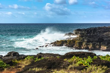 Keoniloa Körfezi kıyısında, Kauai, Hawaii