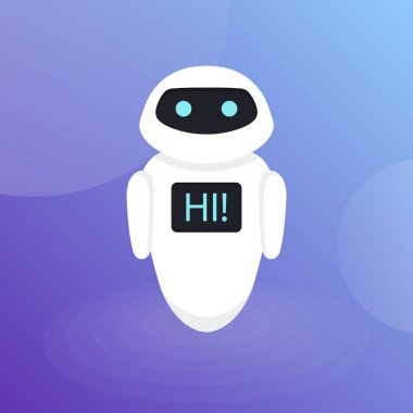 Sohbet Bot Robot sanal yardım Web sitesi veya mobil uygulamalar, yapay zeka kavramı düz vektör çizim