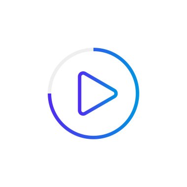 Video play button like simple replay icon. concept of watching on streaming video player or livestream webinar ui emblem. Modern vector illustration clipart