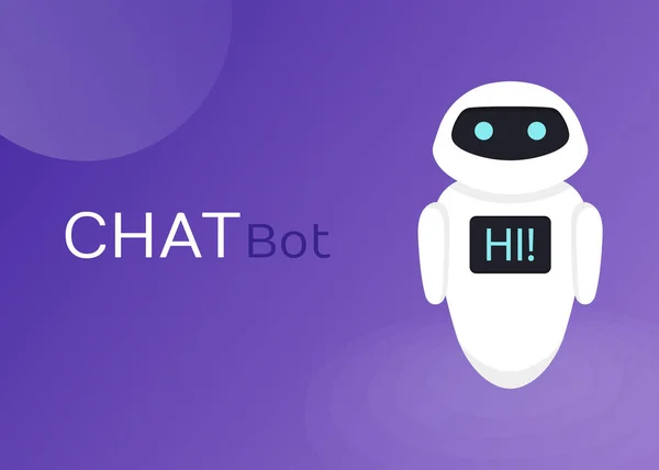 Chat Bot Robot Assistência Virtual de Website ou Aplicações Móveis, Inteligência Artificial Concept Flat Vector Ilustração — Vetor de Stock