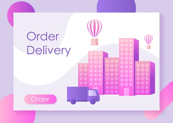 Fast delivery service, modern life in the city, a template for a web site, modern vector illustration design — Stock Vector
