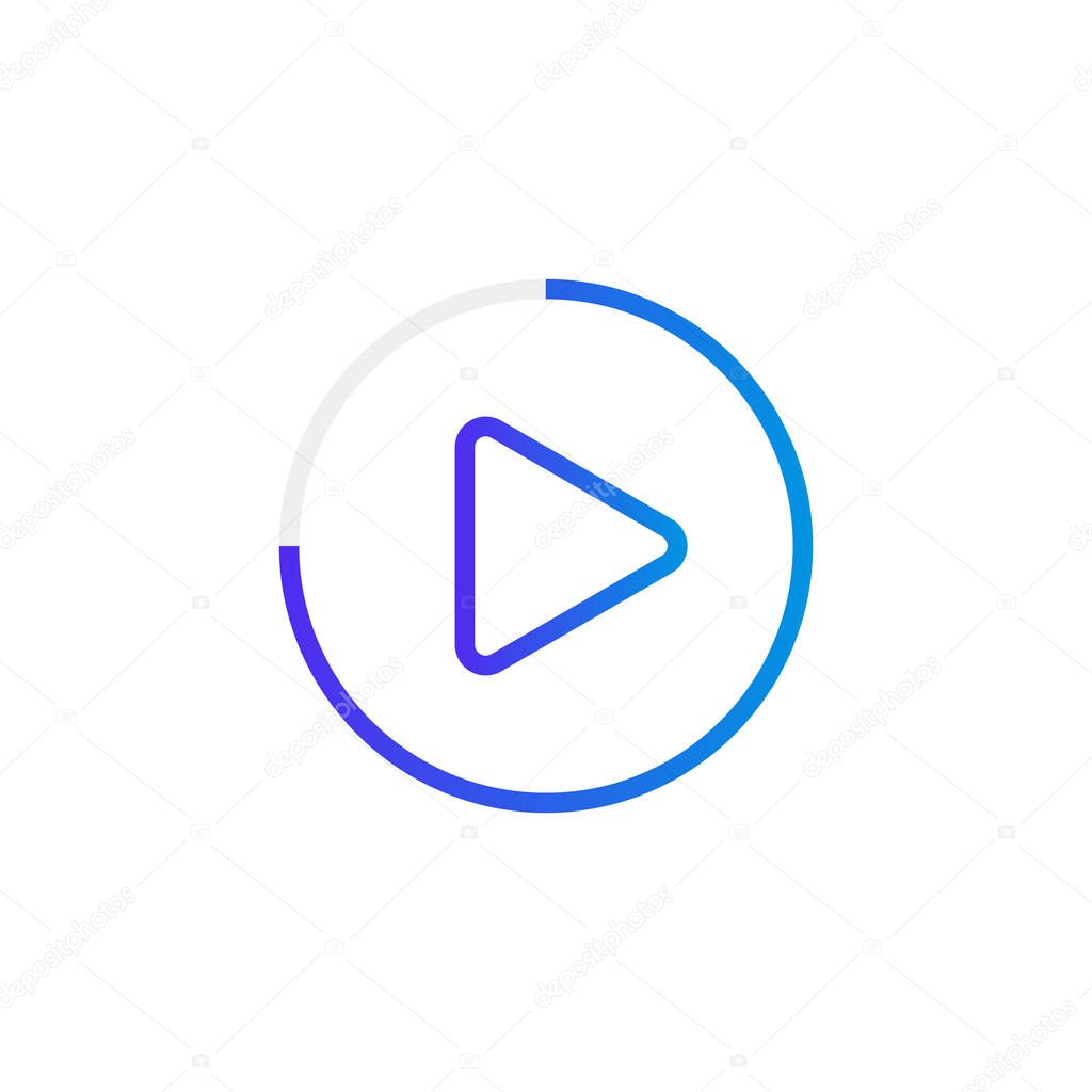 Video play button like simple replay icon. concept of watching on streaming video player or livestream webinar ui emblem. Modern vector illustration.