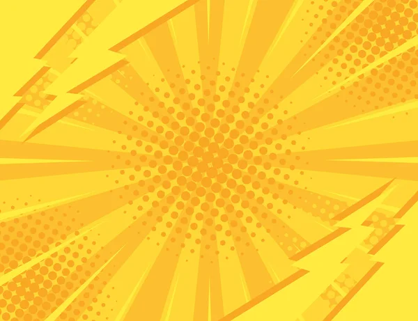 Fondo amarillo estilo vintage retro con rayos de sol y relámpagos. Ilustración vectorial — Vector de stock
