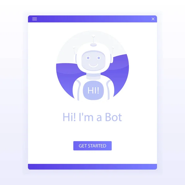 Niedlichen lächelnden Roboter, Chat-Bot sagen hallo.. isoliert auf weißem Hintergrund für Website. Voice Support Service Chat Bot, virtuelle Online-Hilfe Kundensupport. moderne Vektorillustration — Stockvektor