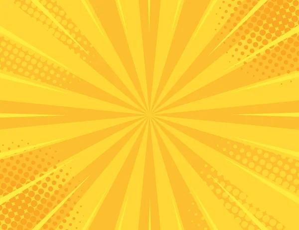 Amarillo estilo vintage retro fondo con rayos de sol vector ilustración — Vector de stock