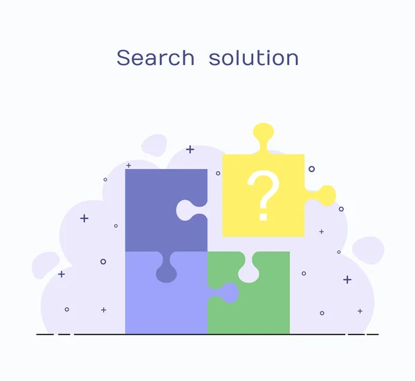 Concepto Negocio Solución Búsqueda Elementos Del Rompecabezas Redacción Ilustración Vectorial — Archivo Imágenes Vectoriales