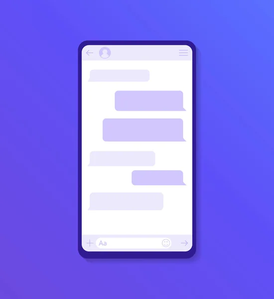 Arabirim uygulama diyalog penceresi ile sohbet. Mobil UI tasarım konsepti temiz. SMS haberci. Modern düz stil illüstrasyon