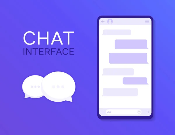 Popovídejte si aplikaci rozhraní dialogové okno. Vyčistěte mobilní Ui Design konceptu. SMS Messenger. Moderní ploché styl obrázku — Stockový vektor