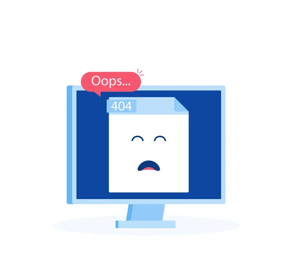 404 Error Page concept or File not found on computer screen. Modern flat style vector illustration — Stock Vector