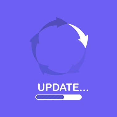 Sistem Yazılım Güncelleme ve Geliştirme Konsepti. Süreç Ekranı Yükleniyor. Vektör İllüstrasyonu.