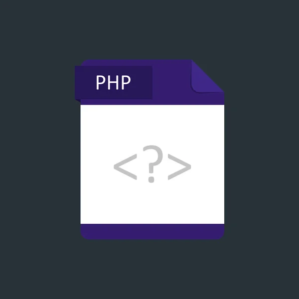 PHP-Dateityp-Symbol. Vektor-Illustration isoliert auf dunkelblauem Hintergrund — Stockvektor