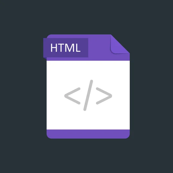 HTML-Dateityp-Symbol. Vektor-Illustration isoliert auf dunkelblauem Hintergrund — Stockvektor