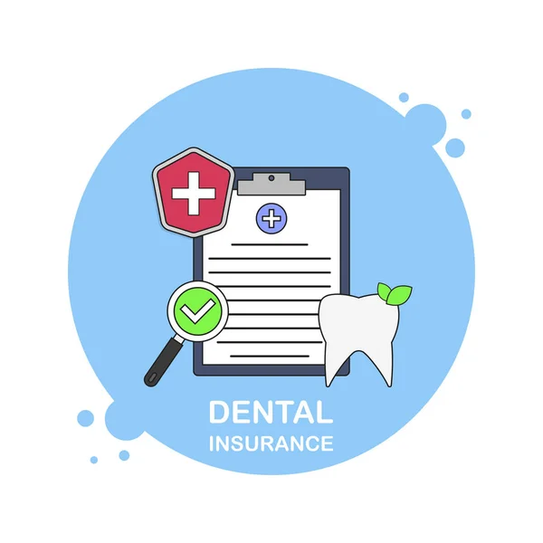 Läkarundersökning, friska tänder, tandvårdsförsäkringen, vektorillustration — Stock vektor