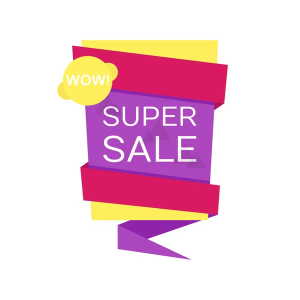 Wow super sale banner, special offer, vector illustration