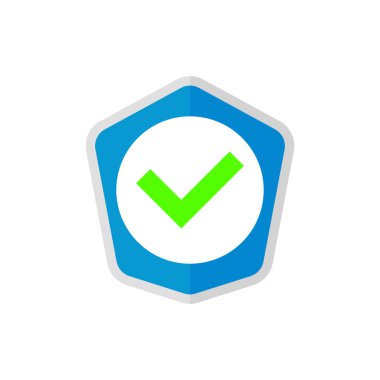 Beyaz arka plan üzerinde izole onay işareti simgesiyle kalkan. Tasarımınızın, logo. Vektör çizim