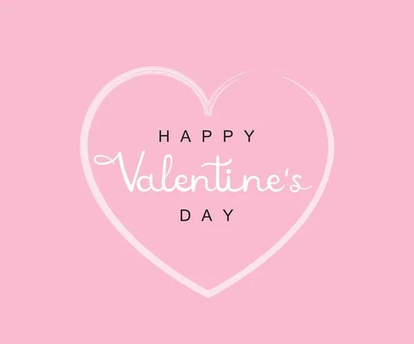 Happy Valentines Day Handwriting Lettering Hearts Modern Graphic Design — Stock Vector