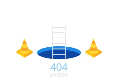 Web sitesi için 404 hata sayfası şablonu. Modern vektör çizim düz stil