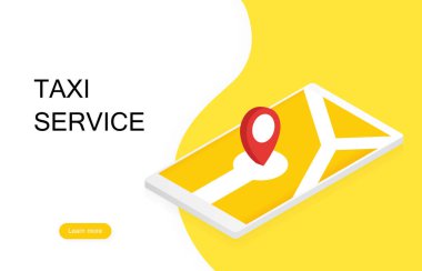 Taksi afiş. Online mobil uygulama sipariş taksi hizmeti. Modern vektör çizim
