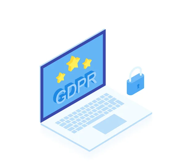 Concepto GDPR. Moderna ilustración vectorial isométrica plana aislada sobre fondo blanco — Vector de stock