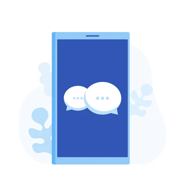 Smartphone with chat messages bubble. Modern flat style vector illustration — Stock Vector