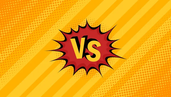 Kavram vs karşı. Mücadele. Sarı retro arka plan çizgi roman tarzı tasarım ile noktalı resim, şimşek. Modern düz stil vektör çizim