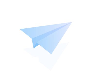 E-posta ve mesaj kavramı, izometrik kağıt uçak, afiş posta gönderme. Modern vektör çizim