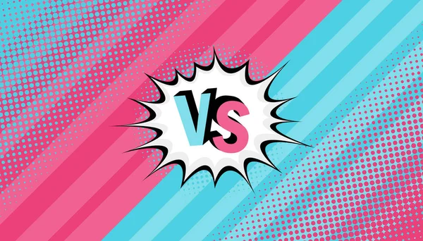 Kavram Versus Karşı. Erkekler kadınlara karşı. Yarı tonlu retro arka plan çizgi roman tarzı tasarım. Modern düz stil vektör illüstrasyon