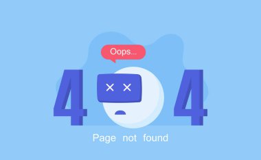 404 Hata sayfası kırık robot ile bulunamadı. Modern düz stil vektör illüstrasyon