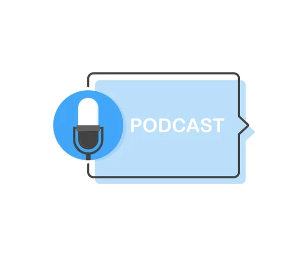 Podcast. ikon, logo tervezés. Modern síkszerű vektoros illusztráció — Stock Vector